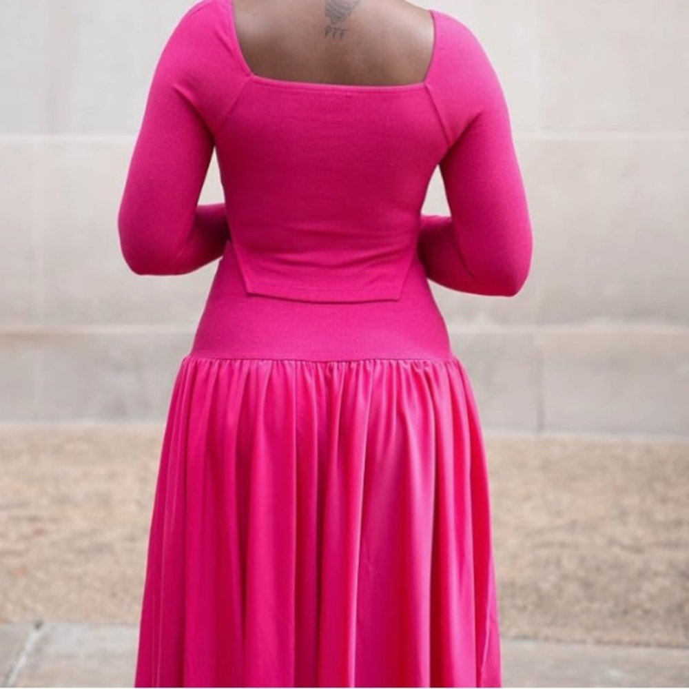 Flowy Midi Skirt THE DROP vibrant Pink Women's medium - Picture 3 of 4